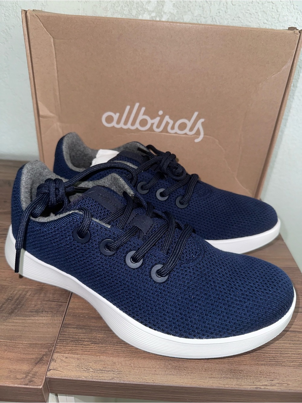 allbirds Navy and White Women's Tree Runners